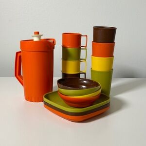 Vintage 70s Tupperware Toys Mini Serve It Set 17 Pieces (B9)